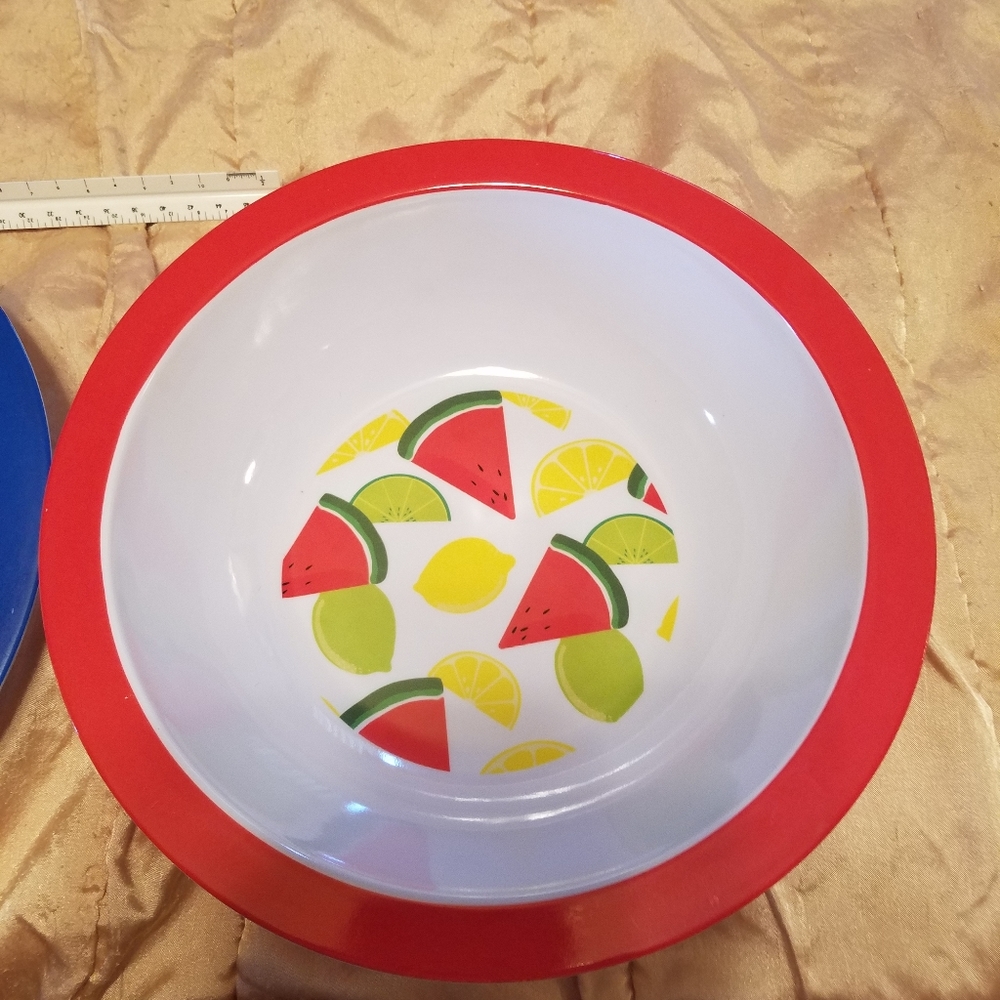 Bowls 
Hard plastic bowls 
One red with pictures o - Picture 8 of 10
